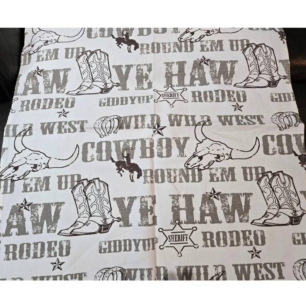 Unbranded Western Rodeo Cowboy Table Runner Cream Brown‎ 44x22 Rustic Print
